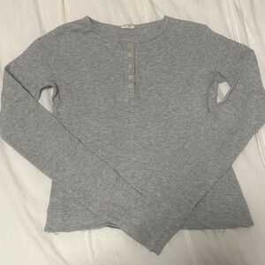Brandy Melville Heather Gray Long Sleeve Button Down